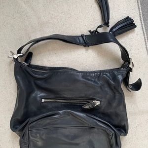 Coach Black Leather Tassel Crossbody bag
